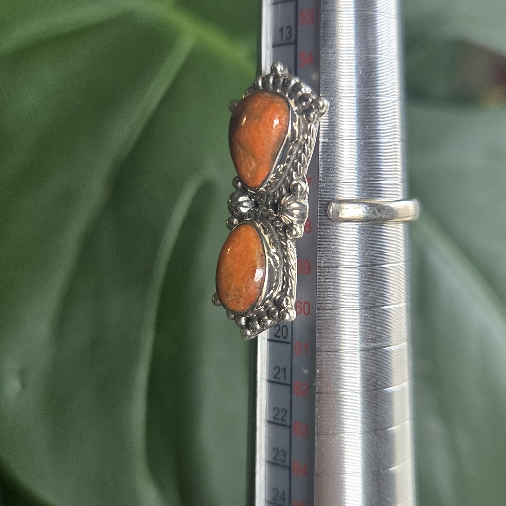 925 Silver and Orange Gemstone Ring - Picture 5 of 7